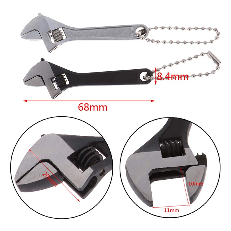 KAYIMAS Mini Adjustable Spanner, 2.5" Small Steel Spanner Jaw Wrench
