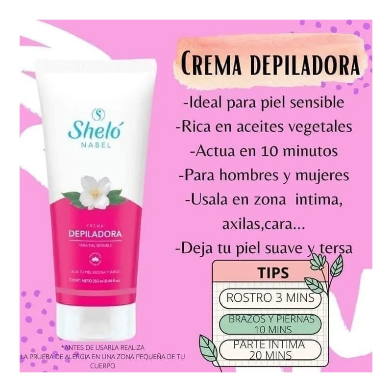 Crema Depiladora Zona Intima Y Piel Delicada Natural Shelo