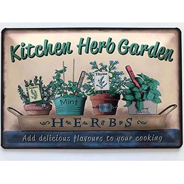 Deko7 Tin Sign 30 x 20 cm Kitchen Herb Garden