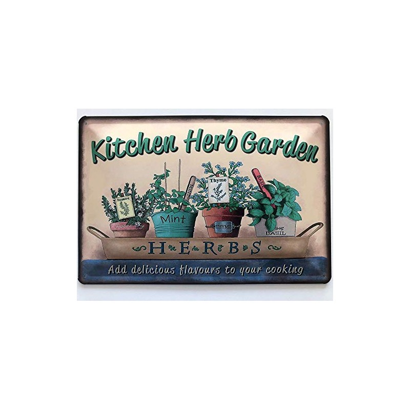 Deko7 Tin Sign 30 x 20 cm Kitchen Herb Garden