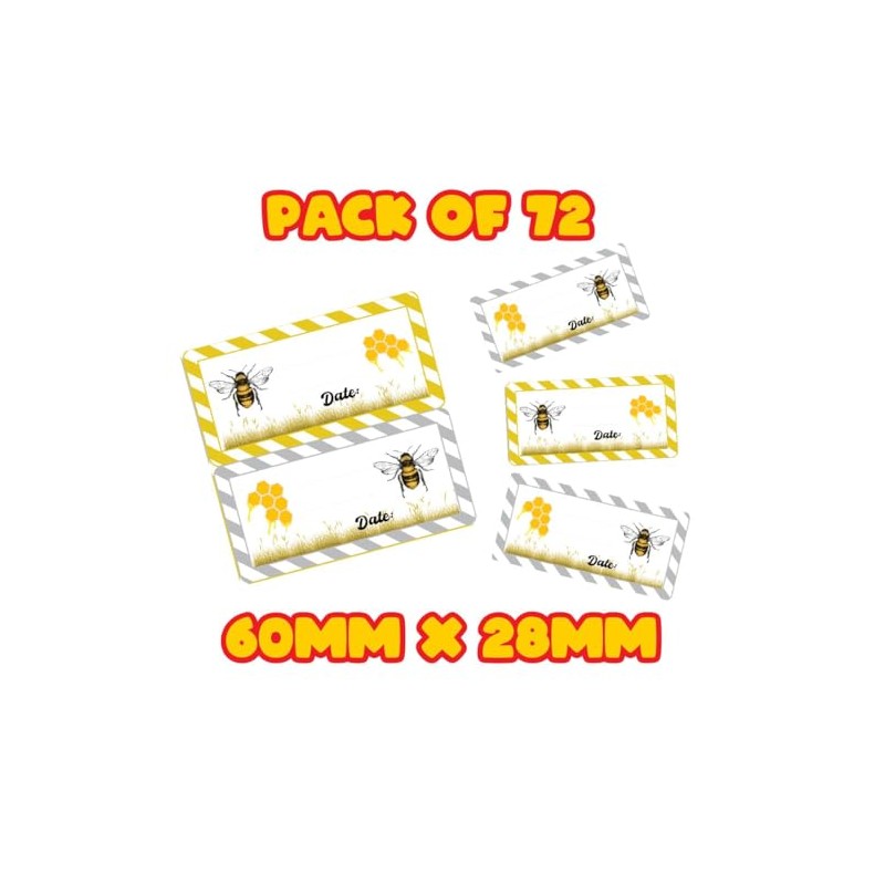 72 Honey Bee Jar Labels, Food Jar Sticker 60mm x