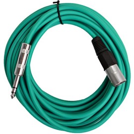 Seismic Audio - SATRXL-M25Green - 25 Foot Green XLR Male to 1/4 Inch TRS Patch Cable Snake Cords - Balanced