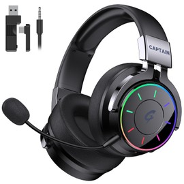 Wireless Gaming Headset with 2.4GHz & Bluetooth 5.4 & 3.5mm Wired Connectivity | Low Latency and RGB Lighting | 7.1 Surround with Detachable Microphone | Up to 60 Hours of Continuous Use | Supports PC