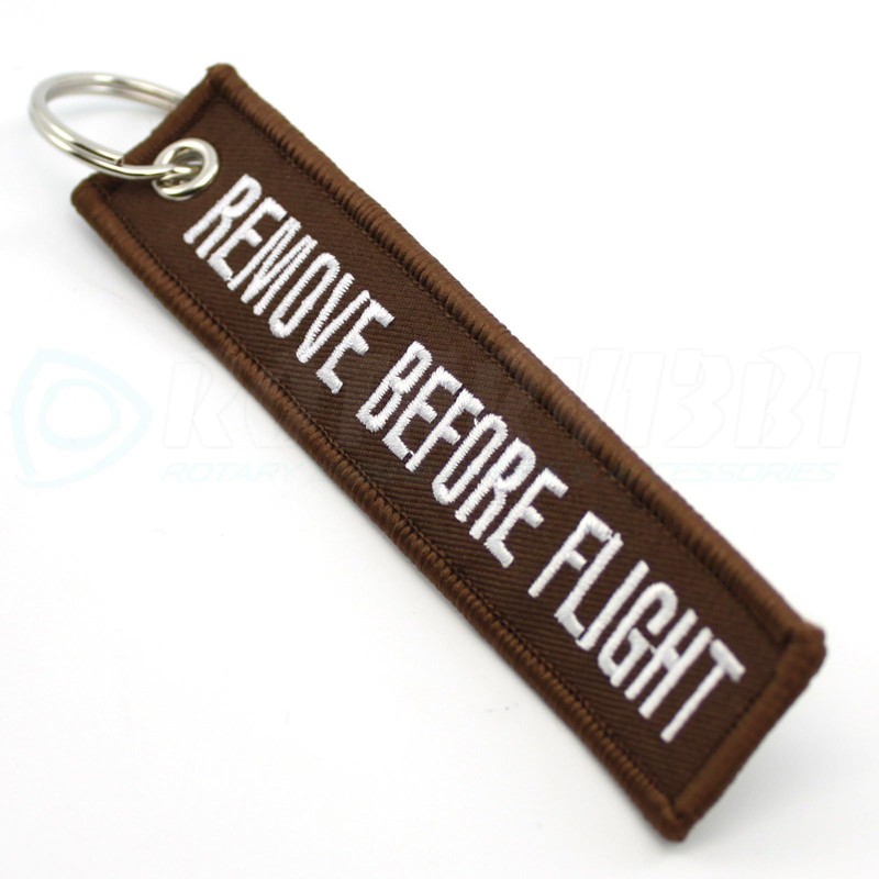 Remove Before Flight Keychain - Brown/White by Rotary13B1