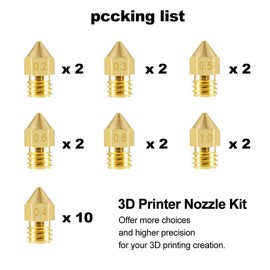 Aokin 22 Pcs MK8 Extruder Nozzles 3D Printer Nozzles 0.2mm 0.3mm 0.4mm 0.5mm 0.6mm 0.8mm 1.0mm for Creality Ender 3/3 Pro/3 V2, Ender 5/5 Pro, CR-10/10S, Makerbot, Anet A8 3D Printer