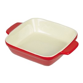 パール金属 オーブンシェフ 耐熱 深型 プレート 14×14cm レッド L-1817