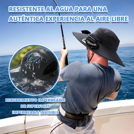 BCVVCCB Sombrero para el Sol al Aire Libre para Hombre, Protección UV UPF 50+ con 2 Ventiladores Solares, Adecuado para Senderismo y Montañismo