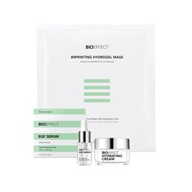 BIOEFFECT EGF Serum Try-Me - Juego de mini muestras para el cuidado de la piel con crema hidratante y máscara de hidrogel, trío de tamaño de viaje, suero antienvejecimiento, hidratante y mascarilla facial calmante