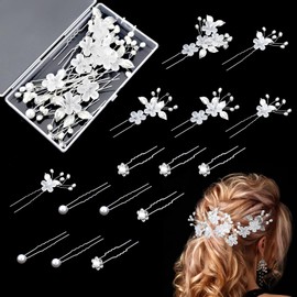 15 Pcs Wedding Hair Accessories Set Pearl Bride Wedding Hair Comb Rhinestone Hairpins Silver Flower Pearl Clips Leaf Hairpieces Elegant Pins Combs for Women Headpiece Bridesmaids Brides Girls