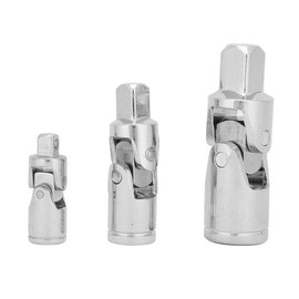 Telituny Universal Joint Socket Adapter, Socket Spanner Joint 3 Pieces CRV 1/4", 3/8", 1/2", 360° British System Universal Joint Set Ratchet Angle Extension Bar for Torque Wrench, Drill