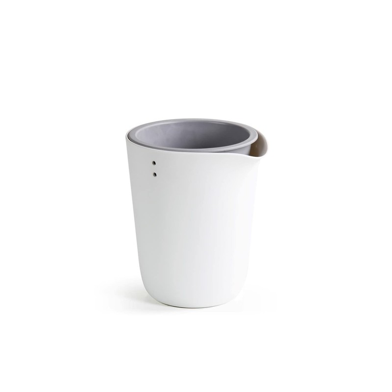 Qualy Oasis QL10307-WH-GY Round Flower Pot with Self-Watering System in