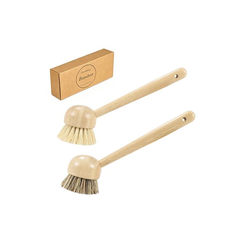 2 Pack Natural Kitchen Dish Brushes with Sisal & Palm