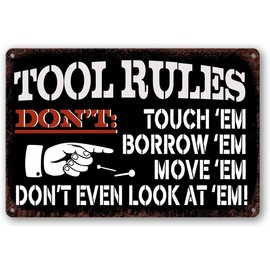 Metal Tin Garage Sign Tool Rules Signs Garage Wall Decor Garage Shop Decorations For Men My Room Tools Rules Sign Man Cave Signs Vintage Garage Decoration Coffee Bar Sign Gifts 12x8 Inch - Color: A435- 2Pack, Size: 12 X 16 Inch Tin Sign