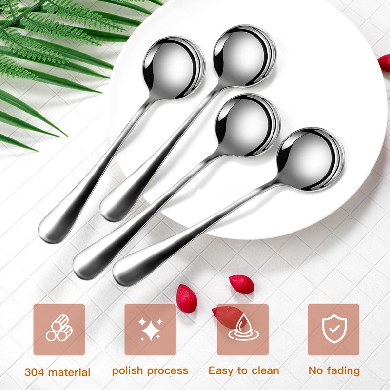 SDMAX Stainless Steel Soup Spoon Set of 6, 6pc Steel