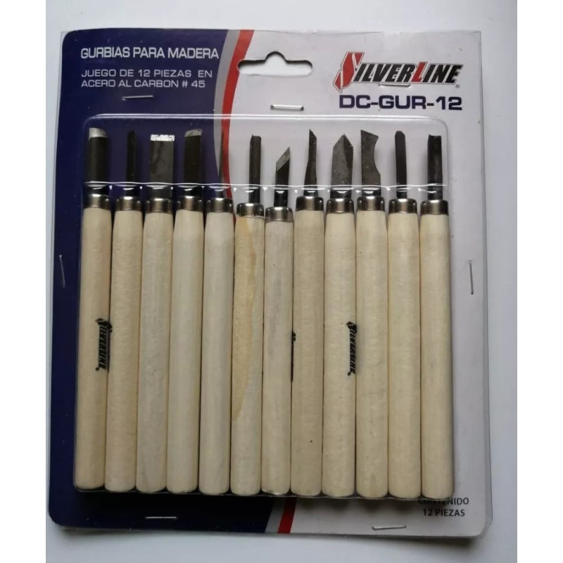 Silverline Juego De Gurbias 12 Piezas Para Esculturas O Carpinteria