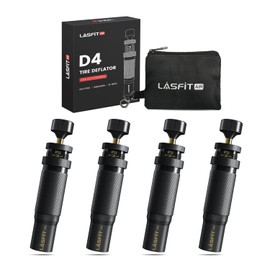 LASFIT AIR D4 Adjustable Auto Stop Tire Deflator Kit (10-30PSI) 4pcs Screw on Tyre Air Down Tool for Offroad 4X4 Overlanding (with 4 Valve Caps)