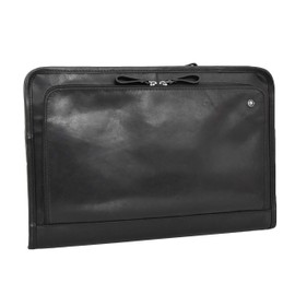 House of Luggage Geniune Leather Folio A4 Document Bag Tablet Underarm Clutch Portfolio Case HLG624 (Black)
