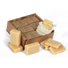 Bee The Light Pure Castile and Artisan Bar Soap Handmade with 100% Fair Trade Organic Oils, Cold Process Bars with Soap Saver Eco Scrub Bag (30 ounces w/Soap Saver Bag, Assorted: Pep/Lav/Orange)