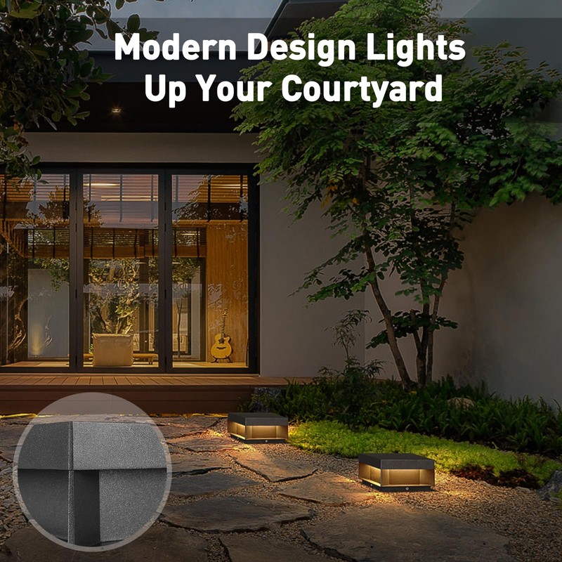 MVBT Outdoor Modern Post Light, LED Fence Deck Column Cap
