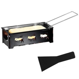 Cheese Raclette, Portable Foldable Non-Stick Cheese Rotaster Baking Tray Candlelight Cheese Melter Pan with Handle Spatula Barbecue Home Kitchen Grilling Tool