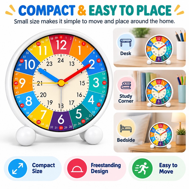 Cute Cartoon Alarm Clock for Kids and Students – Silent