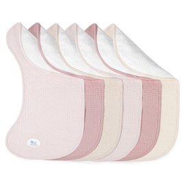 lulumoon Muslin Burp Cloths Sets - Large Cotton Burping Cloth Super Soft and Absorbent for Baby Boys and Girls 6pack (Pink)