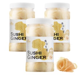 Fusion Select 3 Packs Sushi Ginger - Natural Sliced Gari, Pickled Ginger for Sushi - No MSG, Non-GMO - Spicy, Sour, Sweet & Salty Taste Notes - Side Dish For Sashimi, Sushi Ingredients - 12oz