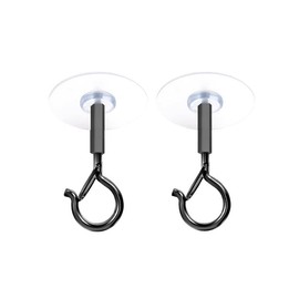 Lryusca Adhesive Ceiling Hooks Heavy Duty, 4 Pack Self Adhesive Wall Ceiling Hooks, 5-11lbs Sticky Hooks for Plants， No Drilling Wall Hooks for Lights, Lanterns, Wind Chimes, Bird Feeders. (Black)