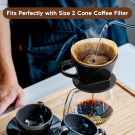 ZMZKKLL Pour Over Coffee Maker, Ceramic Pour Over Coffee Dripper, Manual Brew Maker, Black Kitchen Decor and Accessories, Single Cup Porcelain Slow Brewing Accessories for Cafe Coffee Bar