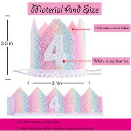 Baby 4th Birthday Rainbow Hat-Pastel Rainbow Birthday Crown Hat, Baby's Birthday Photo Props, Mini Rainbow Crown Party Decorations, Pastel Rainbow Hat (4 Rainbow Hat)