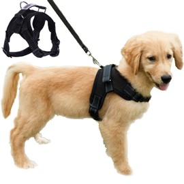 Dog Harness Comfort Soft Breathable Adjustable Mesh Pet Chest Strap Large Dog Harness Vest Collar Hand Strap (M, Black)
