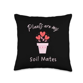 Plants are My Soil Mates Plant Pun Tee Soil Mates Funny Plant Pun Tee Throw Pillow, 16x16, Multicolor
