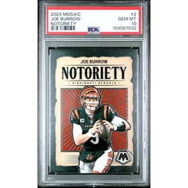 Graded 2024 Panini Mosaic Joe Burrow #2 Notorierty Football Card PSA 10 Gem Mint