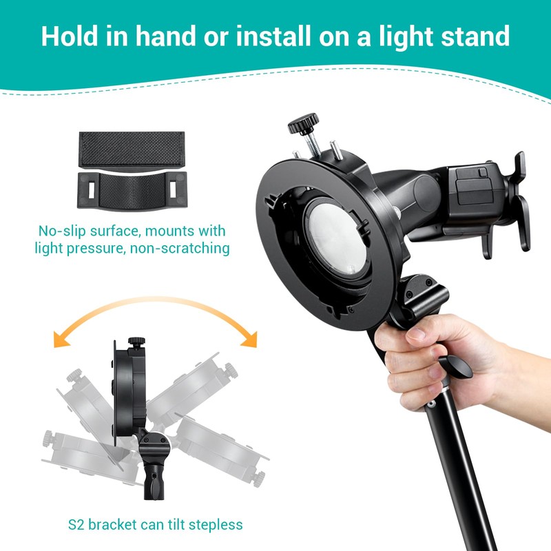 Godox S2 Speedlite Bracket, S-Type Flash Bracket Update Version with