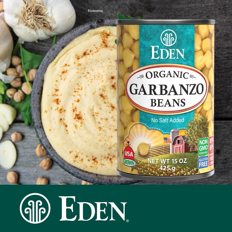 Eden Organic Garbanzo Beans, Chickpeas, 15 oz Can (12-Pack Case),