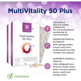Healthspan Multivitamin 50 Plus | Advanced Multivitamin for Over-50s with 13 Vitamins & 12 Minerals | Includes Ginkgo Biloba & Citrus Bioflavonoids | Supports Immune, Brain, Heart & Bone Health | Vegetarian | 180 Tablets