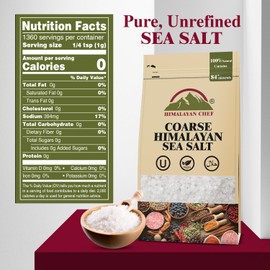 Himalayan Chef Sea Salt Coarse – 576 Ounce Bulk Salt, Natural Unrefined and Gluten Free Real Salt, Coarse Salt for Grinder Refill, 48 Ounce/Each Resealable Bag (12 Pack)