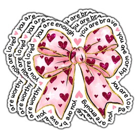 (3Pcs) You are Brave Worthy Loved Enough Inspirational Quote Sticker for Laptop Motivational Vinyl Waterproof Positive Kindness Stickers for Water Bottle Phone Notebook Tumbler Size 3x3 Inches