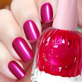 Major Dijit Quick Air Dry Nail Polish Glitter Crimson Regular Nail Polish Non UV Gel Hema 0.34 fl oz.