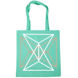 Hippowarehouse Geometric Pocket Gold Triangles Tote Shopping Gym Beach Bag 42cm x38cm, 10 litres