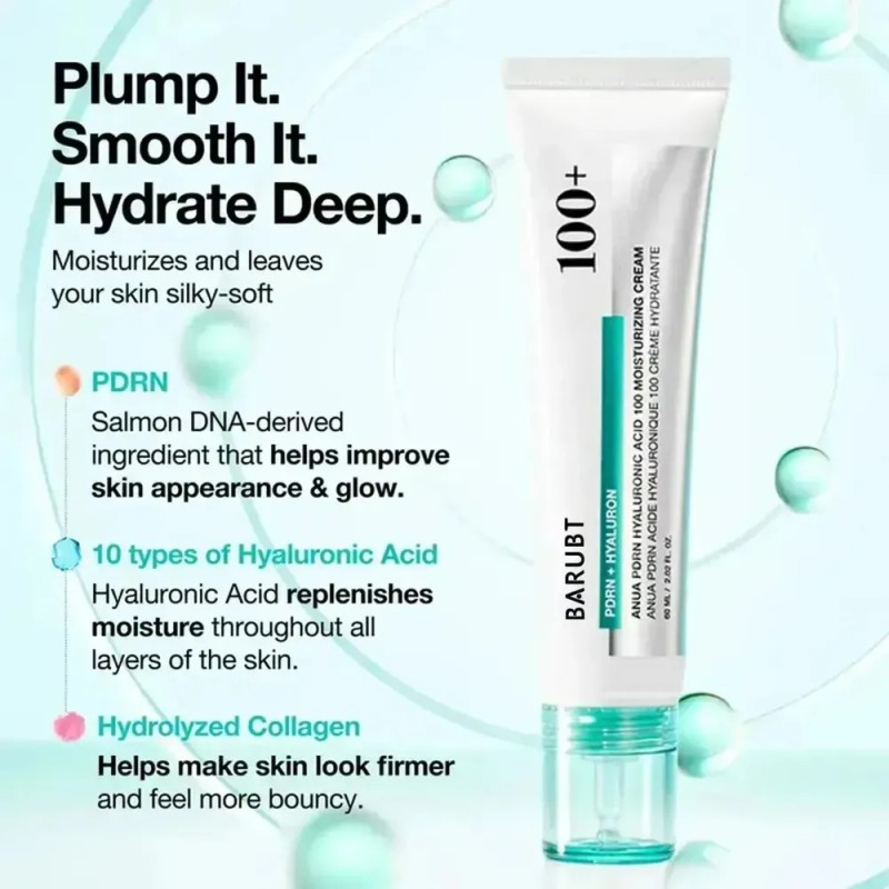 Crema Facial Hidratante Con Ácido Hialurónico 100+
