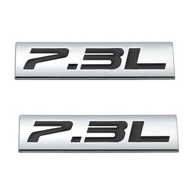 2Pc 7.3L Emblem Triple 3D Metal Badge Sticke for Hood Fender Door Trunk (Silver Black)