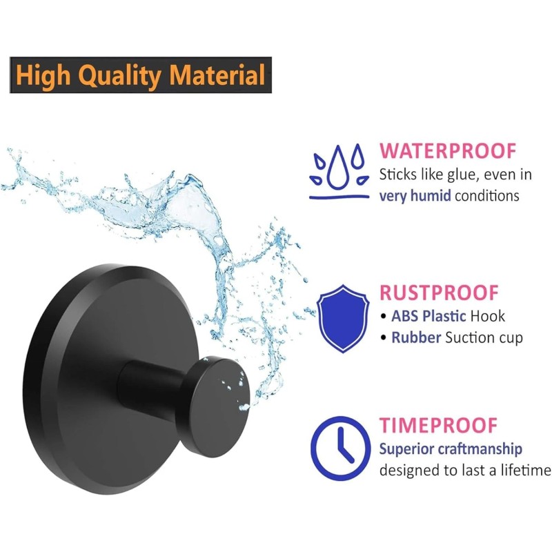Homeshifters 2-Pack Suction Cup Towel Hooks SUS304 No Drill for