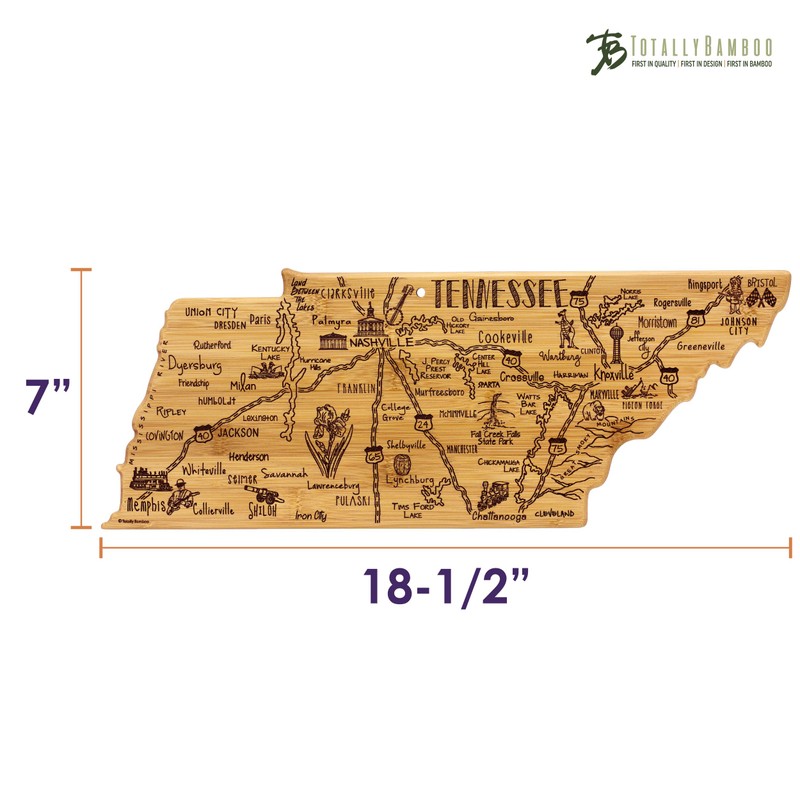 Totally Bamboo Tennessee State Destination Bamboo Serving and Cutting Board