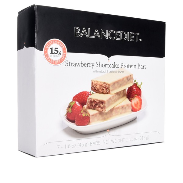 BalanceDiet™ | Protein Bar | 15g of Protein | Low Carb | 7 Bar Box (Strawberry Shortcake)