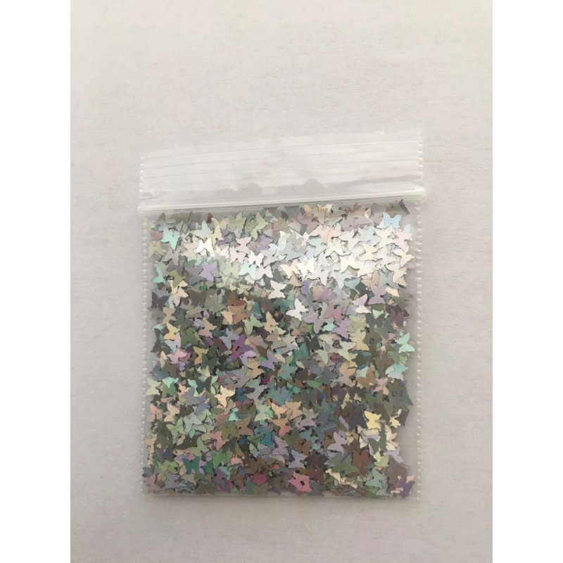 Baby Emma 2007 Solvent Resistant BUTTERFLY shape Glitter (Silver) Nail