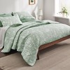 Bedsure Floral Quilt Set Queen - Reversible Mint Green Botanical