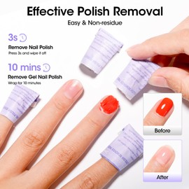Gellen Nail Polish Remover Pads, 200 Pack Non-Acetone Gel Polish Remover Rich in Lavender Oil & VE, Easy & Effective Individually Wrapped Travel Kit with Tools for Home & Professional Removal