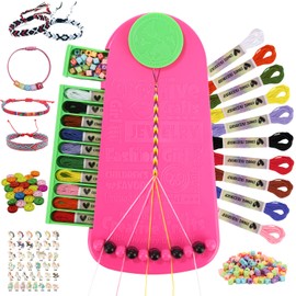 Exyvox Arts and Crafts for Children Aged 8-12 Years, Friendship Bracelet Making Set for Girls, Jewellery Making Set, Christmas Gifts for Children Aged 6-12 Years (Pink)