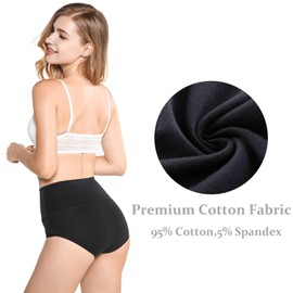 High Waist Tummy Control Panties for Women, Cotton Underwear No Muffin Top Shapewear Brief Panties (5 Pack-Black+grey+beige, XX-Large)